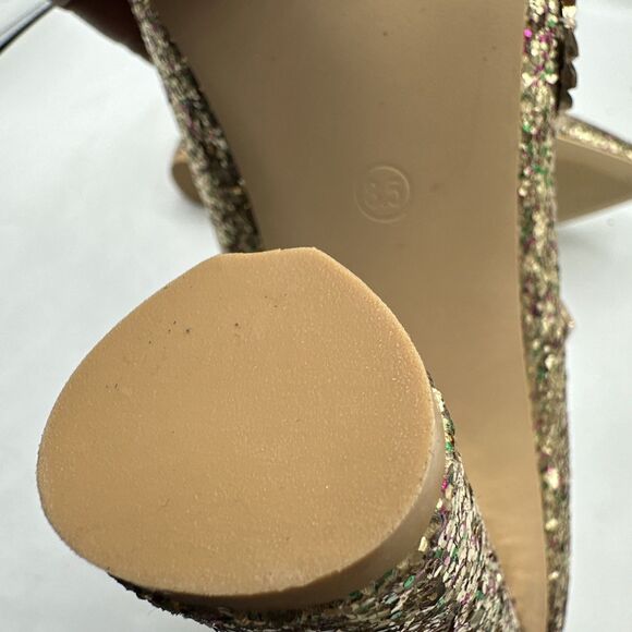 NEW Cape Robbin Pointy Toe Glitter Embellished Chunky High Heel Ankle Strap 8.5 - Picture 9 of 14